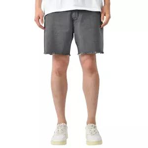 국내생산 남자 여름 그레이 루즈핏 밑단 컷팅 청 반바지 5부 바지 4004