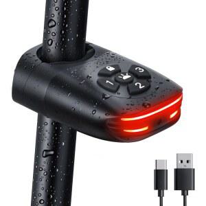 온비안 2 in 1 자전거 알람, 테일라이트 포함 USB 충전식 105dB 방지 알람 브레이크 후미등 감지, IP65 방수 4 모드 안전 플래시, 진동 센서 전기 경고 1.5H 고속 충전