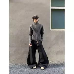 남사친 니트 캐주얼 빈티지 포켓 카디건 집업 하이넥 원픽1