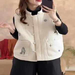 여친 가을 아내 작은 조끼 자수 차이나 나시 포켓 누빔 다운 원픽3