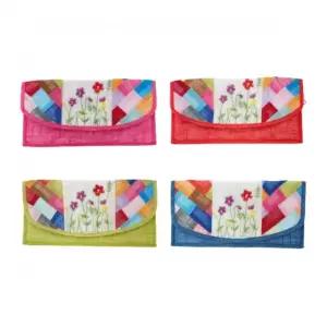 전통자수 모시 조각보 장지갑 여성 지갑 한국전통 패턴 선물용 예쁜 지갑