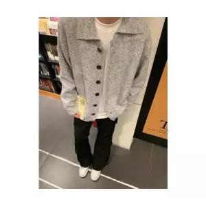 빈티지 가을 겨울 남성용 회색 니트 칼라넥 쫀쫀한 카디건 가디건 숄카라 소프트 데일리 꼰떼 다올4
