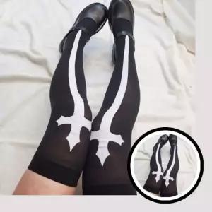 빅 십자가 블랙니삭스 할로윈, 코스프레, 수녀, 스타킹, 니삭스, 블랙, 액세서리, 패션, 의상, 드레스업