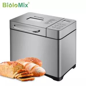 Biolomix-스테인레스 스틸 1KG 19-in-1 자동 빵 제조기 650W 프로그래밍 가능한 기계 3 개 덩어리 크기
