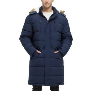 Rejork 남성용 엑스트라 롱 플리스 퍼퍼 재킷 아우터 겨울 코트 후드 파카 따뜻한 방수 추운 날씨