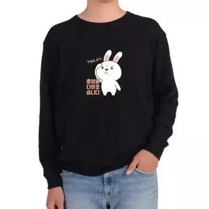 기모맨투맨 토끼군인 충성 군인 YES MAN 흰토끼그림 다양한 색상