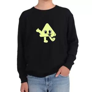 기모맨투맨 귀여운 삼각형 캐릭터 노래부르는 캐리터 형광그림