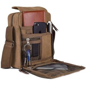 남성용 소형 메신저백 빈티지 캔버스 메신저 숄더백 여행 크로스바디백 멀티 포켓 지갑