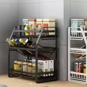 [무료배송] 양념통 선반 주방선반 수납정리 싱크대선반 3단 블랙