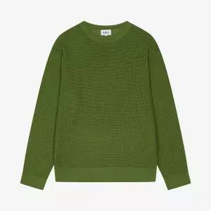 지이크 26SS 그린 와플조직 텍스쳐 모크넥 풀오버 니트 SSUMUB62355726