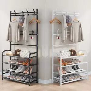 튼튼한 시스템 행거 드레스룸 철제 렉 옷 정리 랙 4단 시스템행거 수납장 수납선반 옷걸이행거