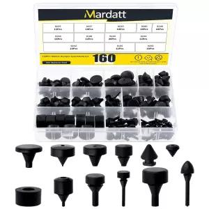 Mardatt 160Pcs 블랙 고무 범퍼 스토퍼 모음 세트 트레일러 펜더 램프 도어 탱크 리테이너 후드 측면 GM