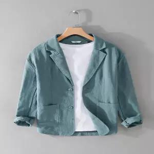 캐주얼 자켓 재킷 마 여름 얇은 블레이저 남자 남성 봄/가을 정장 면과 린넨 리넨 소재의 비즈니스 트렌디