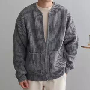 남성 3컬러 루즈핏 니트 집업 가디건댄디룩 데이트 남친 남자 오버 아우터 가을 패션 데일리 데일리아