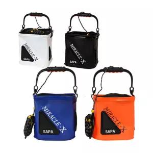 싸파 미라클-X 접이식 두레박 24cm 블랙 낚시 사각두레박 낚시용 물고기가방 물고기통 보관 캠핑보조백 보