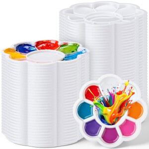 유노트 144개 미니 페인트 트레이 팔레트 플라스틱 매화 꽃 수채화 DIY 공예, 페인팅 파티, 생일 컵케이크 장식, 예술 창작, 크리스마스 프로젝트 용품