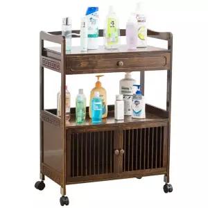 원목 이동식 미용 수납장 트롤리 서랍 바퀴 츄레이