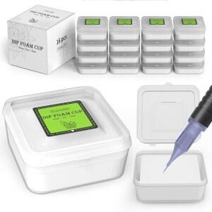 딥 폼 컵-16Pcs 사각 타투, 색상 전환 및 바늘 청소를 위한 일회용 린스 캡 공급