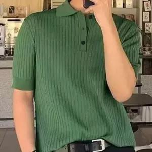 남성 카라 골지 단추 니트 티셔츠 LD003 넥니트 스트라이프 배색 줄니트 캐주얼 브이 꽈배기