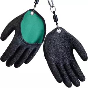 자석 해제 기능이 있는 2PCS 낚시 장갑 - 전문 미끄럼 방지 취급 잡기 청소 사냥 도구를 위한 천공 얼음