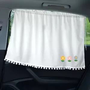 [RIZPICK]커튼식 차량용 햇빛가리개 꽃세송이 창문가림막 차햇