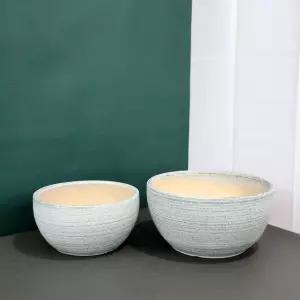 2개셋트 모던 도기 볼 분재 화분 24cm 29cm 감성 심플 선물 선물용 예쁜 도자기 인테리어 심플한 깔끔한