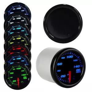 Nrkiscy 틴티드 7 컬러 오일 압력 게이지 140 PSI 키트 2 1/16 52mm 1/8-27 NPT 전자 센서 배선 멀티