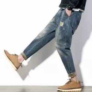 롤업 남자 청바지 테이퍼드 배기 컷팅진 조거 카고 워배기 가을 퍼드핏 컷팅 워싱 남성