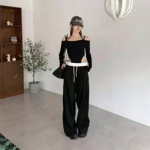 /옷자락 여자 오프숄더 끈 바디수트 티셔츠