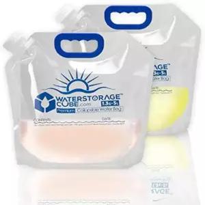 워터스토리지큐브 프리미엄 접이식 물통 가방 캠핑 하이킹 배낭 비상용 BPA 무료 식품 등급 투명 플라스틱