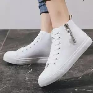 남녀공용 옆지퍼 하이탑 캔버스화 스니커즈 운동화 신발