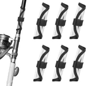 BOXOB 6개 낚시 바늘 보호 커버 랩 5.9인치 릴 루어 투명 보이는 가방 미끼 장갑 어부 필수 액세서리 장비