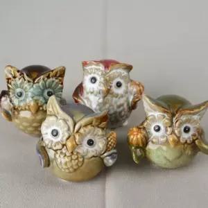미니어처 부엉이 소품세트 4p 장식소품 장식품 도자기인형 인테리어소품