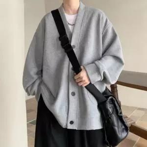 남성 캐주얼 오버핏 니트 스웨터 브이넥 루즈 가디건겨울 여름 빅사이즈 봄가디건 가을 남자 숏가디건 롱가