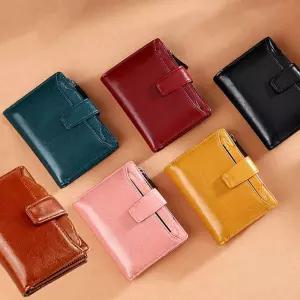 베넬라 여성 가죽 반지갑 RFID 차단 여자 소가죽 2단 30대 40대 20대 빨간 녹색 핑크소 고등학생