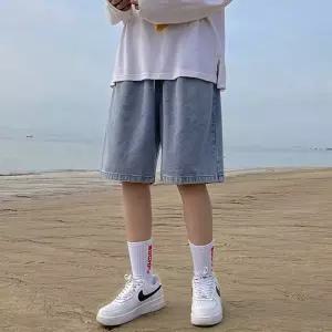 남자 루즈핏 워싱 와이드 데님 반바지 스트릿 팬츠힙합코디 하의 롤업 청반 여름 오버 레트로쇼츠 빈티지