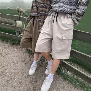 남친 바지 하프 빈티지 솔리드 밴딩 반바지 반 커플 포켓 빅 5부 원픽1