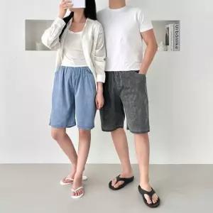 포워든 남녀공용 에쉬드워시 하프팬츠 반바지 SD-250621여름룩 면바지 린넨 커플