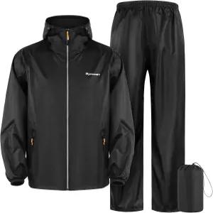 라마 방수 레인 수트 재킷 바지 정장 통기성 후드가 달린 레인웨어 2종 반사 스트립