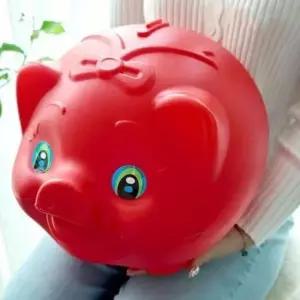 [문구/오피스] 모양 저축함 돼지 플라스틱 저금통 레드