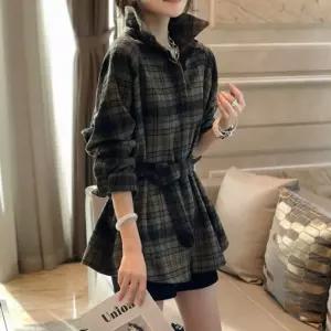 외투형 기모 셔츠체크 체크형 코트 형코트 형셔츠 아우터