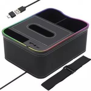 차량용 콘솔 수납함 고속충전기 무드등 C88 블랙