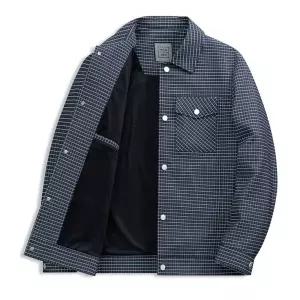 남자하프코트 하프 코트 가을 자켓 봄 캐주얼 싱글 체크 자카드 칼라 ible3