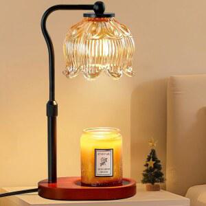 타이머와 스텝리스 디밍 기능이 있는 캐슬라이프 캔들 워머 램프, 병 캔들을 위한 높이 조절 가능한 전기 왁스 워머, 나무 베이스가 플라워 멜터, 여성용 홈 데코 선물, 호두나무