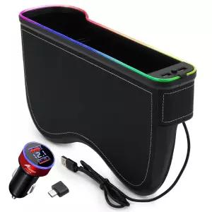 차량용 멀티컵홀더 사이드포켓 QC3.0 보조석+시거잭용USB충전기 용무드등 용사이드 용홀더 자동차 틈새 용