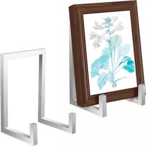 Sweetude 2개 대형 접시 스탠드 디스플레이 금속 프레임 홀더 장식 테이블 상단 이젤 그림 책 사진 실버