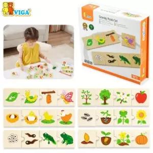 비가 V51609 성장 퍼즐 24P주사위블록 원목 나무 어린이 놀이 게임 블럭