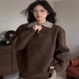 남성용 니트 가을 겨울 빈티지 투피스 칼라넥 브이넥 터틀넥 스웨터 휴가 데일리 다올4