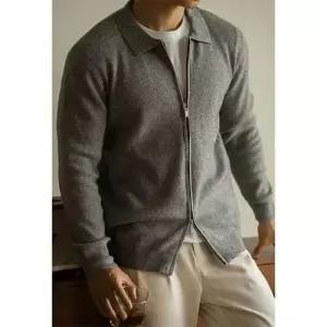 추동 남성용 니트 데일리 스웨터 칼라넥 꽈배기 올드머니 피케 카디건 짜임 다올4