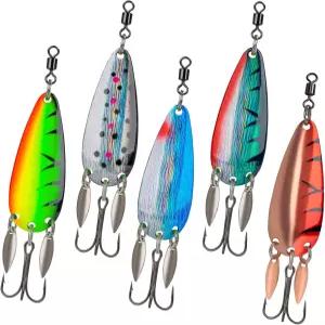 THKFISH 5pcs 소금물 낚시 미끼 내구성이 뛰어난 트레블 훅이 달린 스푼 참치 연어 그루퍼용 지그 바다